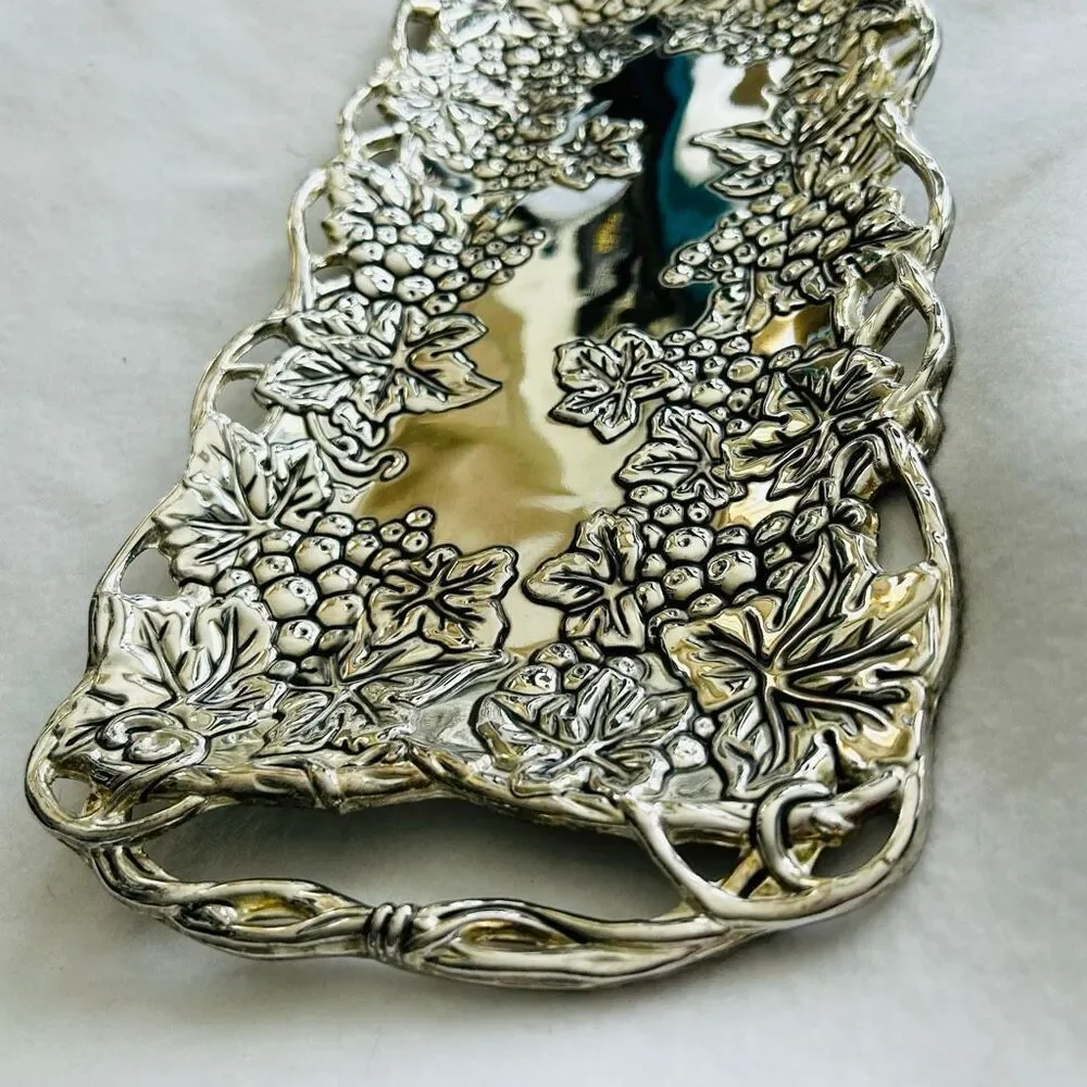 Godinger Silver Plated Grape Vine Serving Tray With Handles